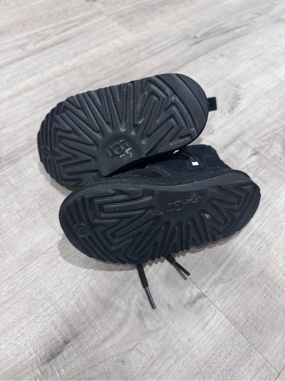 UGG Kids Black Suede Lace-Up Ankle Boots with Side Zip